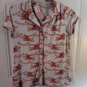 Gray Pajama Top with Red Dog Print